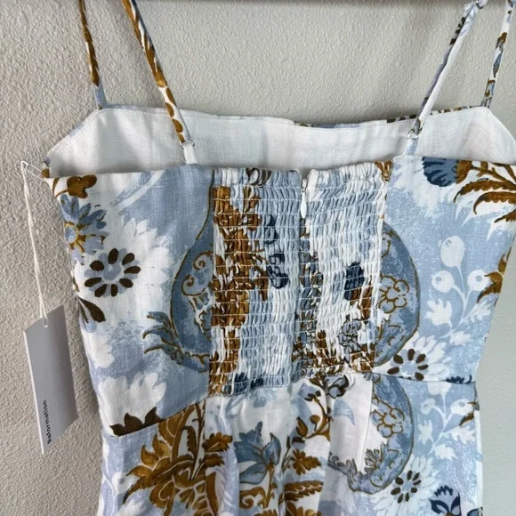 New REFORMATION Frankie Linen Dress in Reign Print NWT Wedding Women’s Size 2